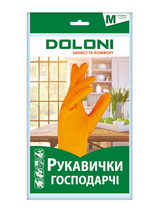 Рукавички універсальні господарчі DOLONI латексні, розмір M, арт 4545